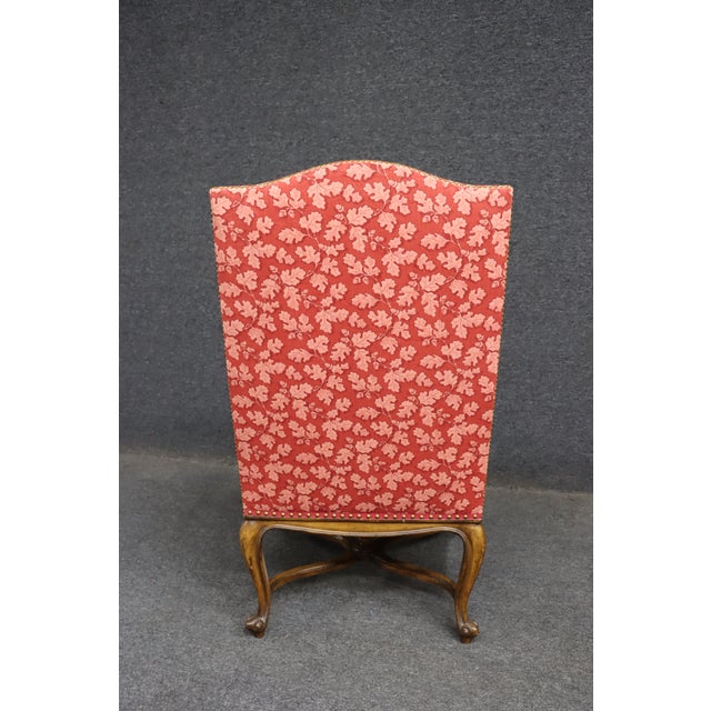 French Louis XV Style Open Armchair With Carved Wood Frame Time Period: For Sale - Image 9 of 12