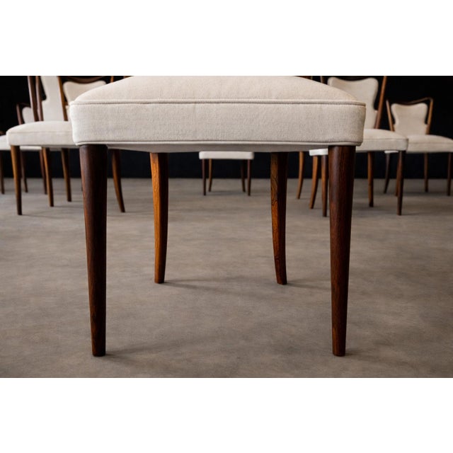 Wood Set of Eight Dining Chairs in Solid Rosewood & Upholstered Fabric by Giuseppe Scapinelli, Brazilian Modern, 1950s For Sale - Image 7 of 15