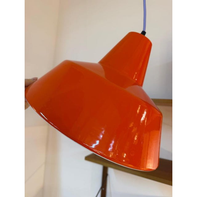 Industrial Hanging Lamp in Orange-Red Enamel by Louis Poulsen For Sale - Image 9 of 11