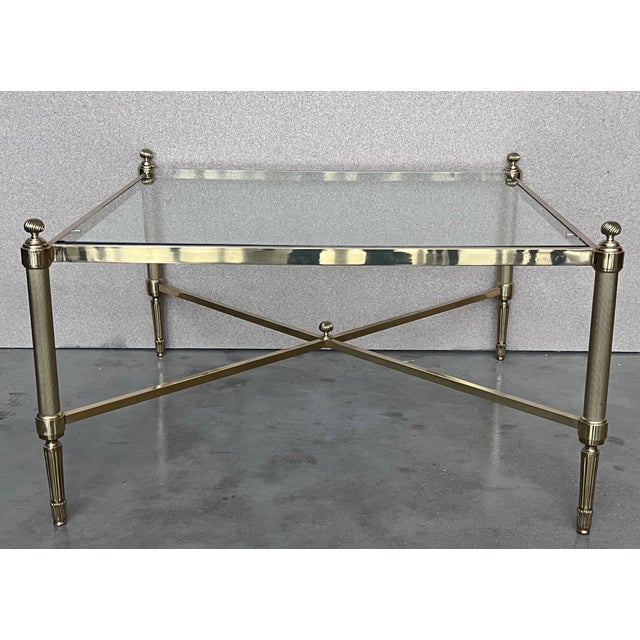 Mid-Century Double Tray Bronze & Glass Coffee Table in Maison Jansen Style For Sale In Miami - Image 6 of 12