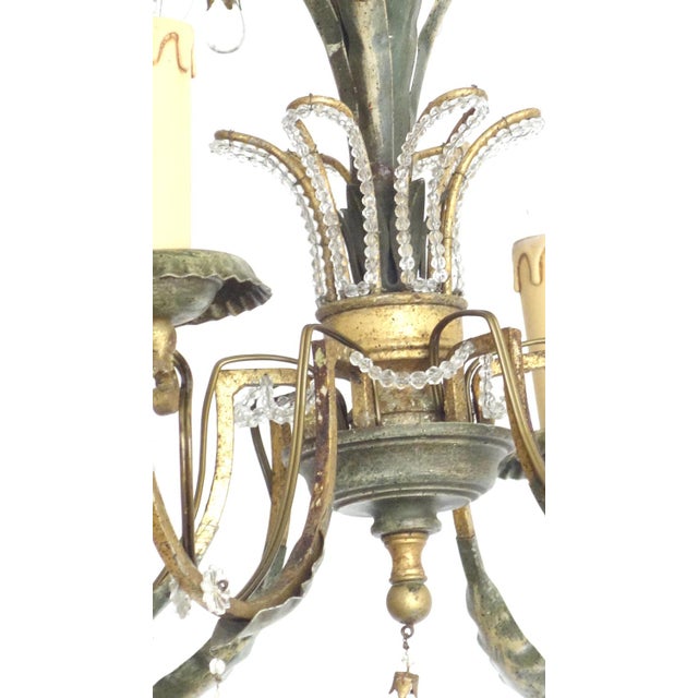 Burnished Metal & Crystal 6-Bulb Chandelier from Maison Baguès, 1930s For Sale - Image 14 of 18