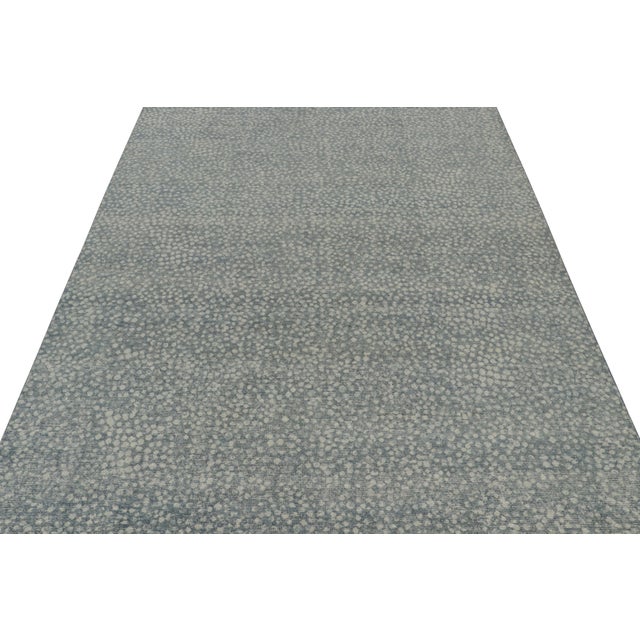 Contemporary Rug & Kilim’s Distressed Style Abstract Rug in Blue With Gray Dots Pattern For Sale - Image 3 of 7