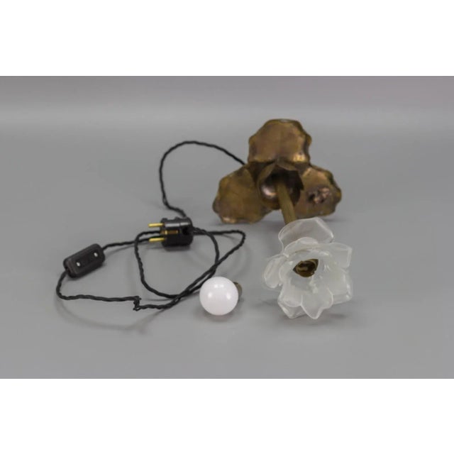 Art Nouveau Brass Table Lamp with Frog, 1930s For Sale - Image 15 of 18