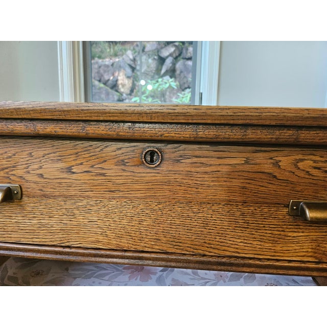 Vintage Victorian Quarter-Sawn (Tiger) Oak Three-Drawer Chest of Drawers For Sale - Image 11 of 14