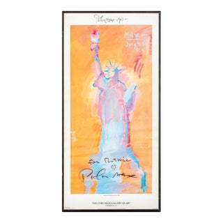 Peter Max Signed "Orange Liberty" Poster For Sale