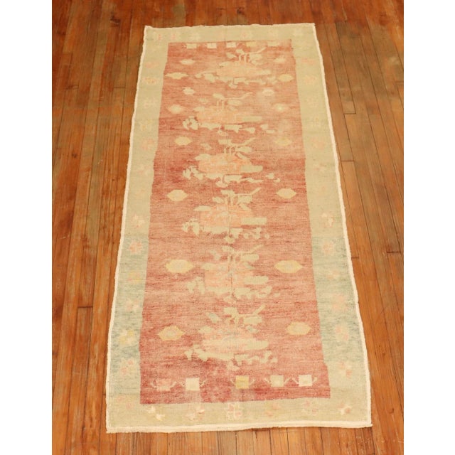 Brick Red Vintage Turkish Flower Runner, 3' X 7'6'' For Sale - Image 8 of 9