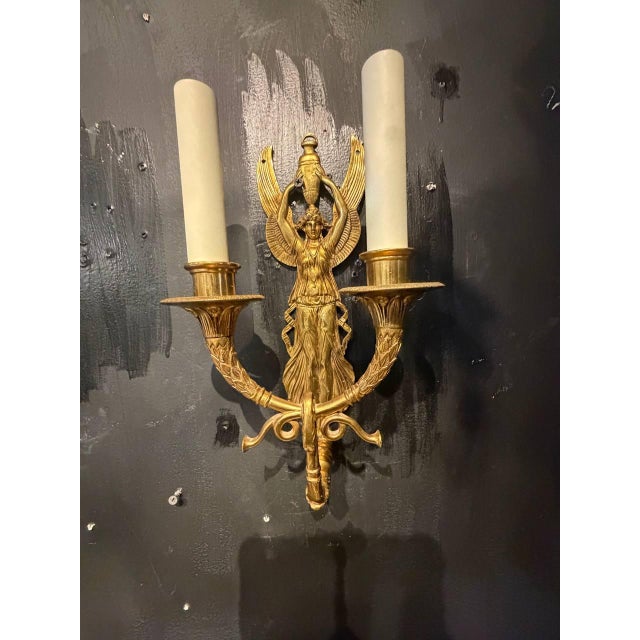 Pair of 1930’s French empire style sconces with 2 lights