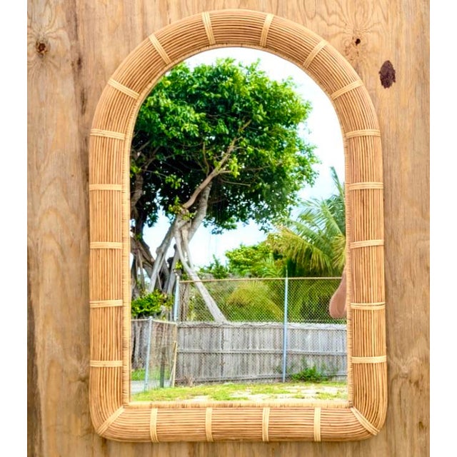 Vintage Coastal Arched Rattan Mirror Chairish