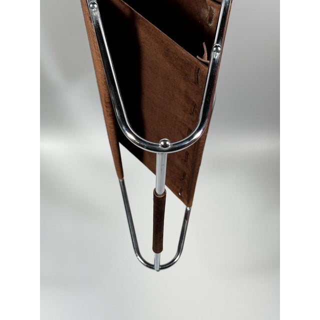 1960s Mid-Century Magazine Stand in Metal and Leather, 1960s-1970s For Sale - Image 5 of 18