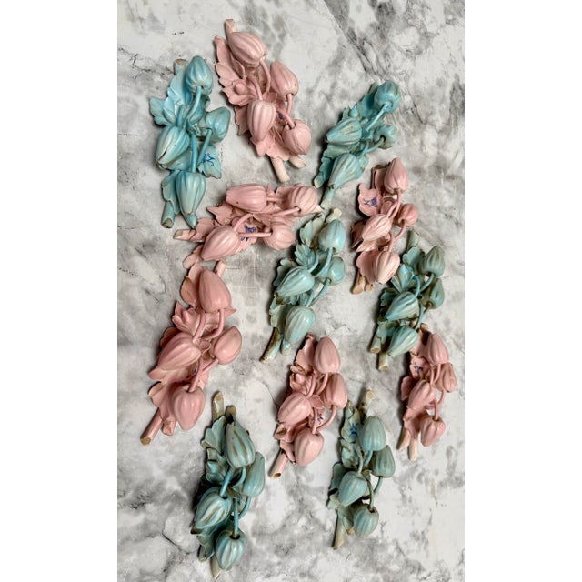 Vintage Italian 1950s Porcelain Flower Place Card Holders, Set of Twelve For Sale - Image 9 of 10