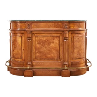 English Neoclassical Style Marble Top Demilune Dry Bar For Sale