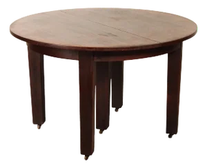 Gustav Stickley Antique Mission Oak Expandable Round Top Dining Table