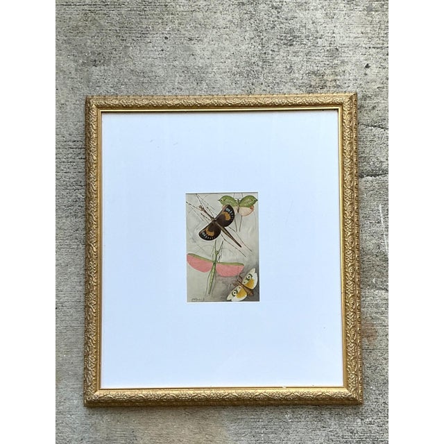 Vintage Botanical Insect Study in Gilt Frame For Sale - Image 14 of 14