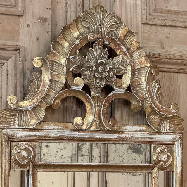 Bronze 18th Century Italian Neoclassical Period Hand-Carved Giltwood Mirror For Sale - Image 8 of 16