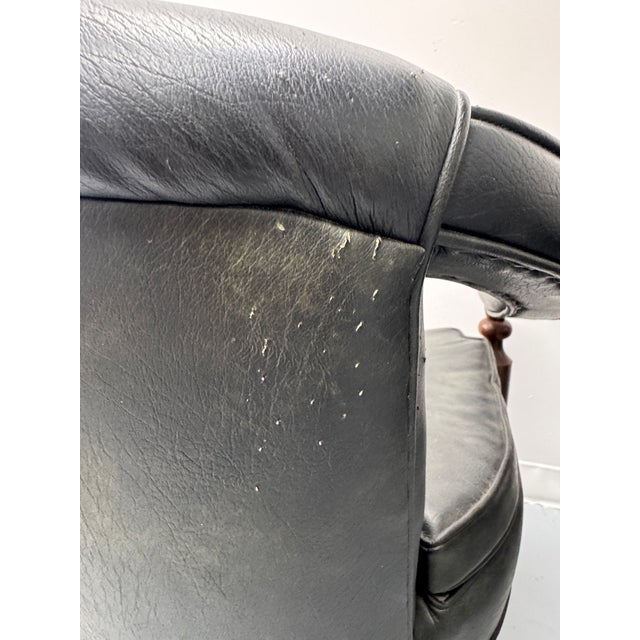 Vintage Tufted Leather Barrel-Back Tub Armchairs, Pair, C. 1970s For Sale - Image 18 of 18