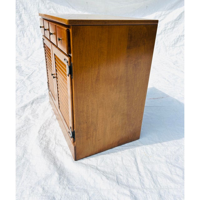 80's Vintage Ethan Allen Maple Nightstand / Bedside Table / 2 Door Cabinet 30"L X 8.5”D X 30”H