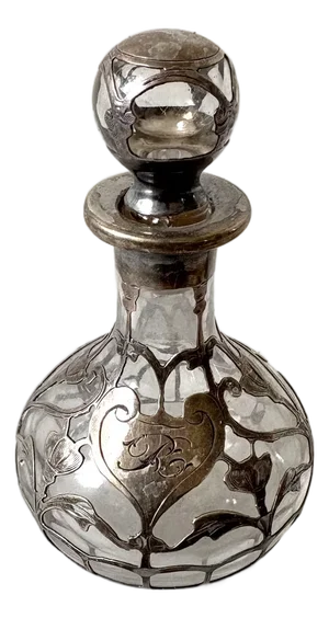 Sterling Silver and Glass Art Nouveau Perfume Bottle
