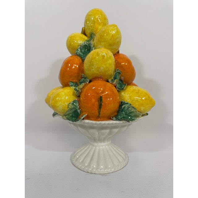 Mid 20th Century Petite Italian Lemons and Oranges Ceramic Topiary For Sale - Image 4 of 16