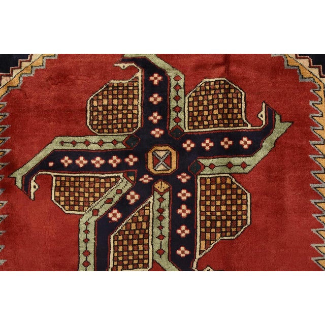 Red Karajeh Runner 4’8” X 11’5” Red Wool Vintage Tribal Hand-Knotted Oriental Rug For Sale - Image 8 of 14