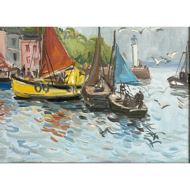 Blue Original Signed & Framed Oil Painting on Canvas by 'Fernand Herbo' (France, 1904-1995) For Sale - Image 8 of 12