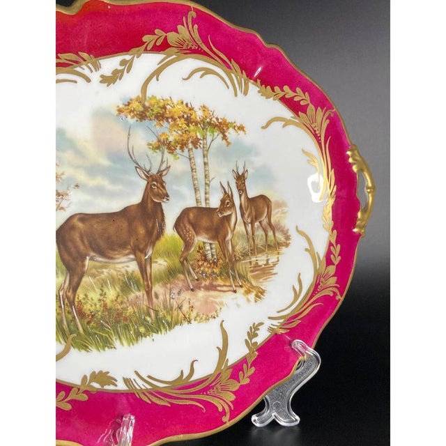 Baroque Large Antique Porcelain Plate from Giraud Limoges, France, 1920s For Sale - Image 3 of 8