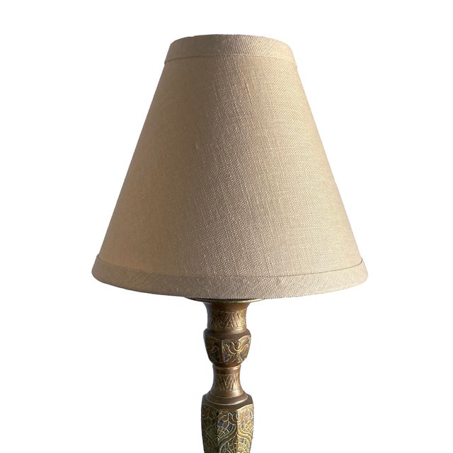 Early 20th Century Etched Brass Candlestick Lamps - a Pair For Sale - Image 12 of 12