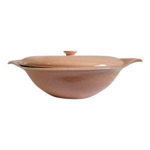 Mid-Century Russel Wright Pottery Coral Pink American Modern Covered Serving Bowl
