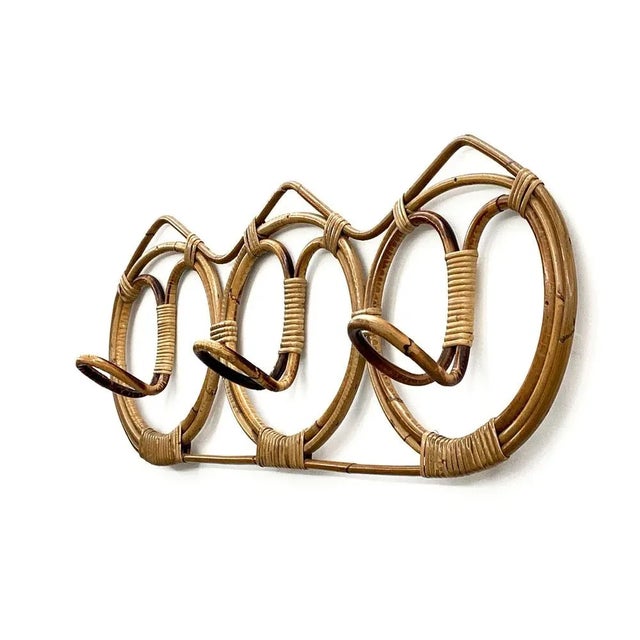Mid-Century Italian Rattan & Bamboo Coat Hook, 1960s For Sale - Image 8 of 12