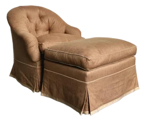 Vintage Regency Tufted Lounge Chair and Ottoman