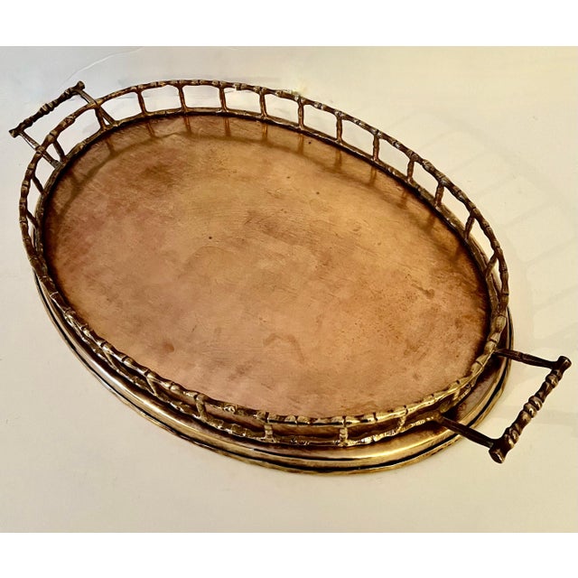 Oval Brass Bamboo Tray in the Style of Ralph Lauren For Sale - Image 11 of 12