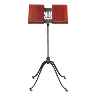 Antique Victorian Cast Iron & Cherry Dictionary Stand Rm Lambie New York For Sale