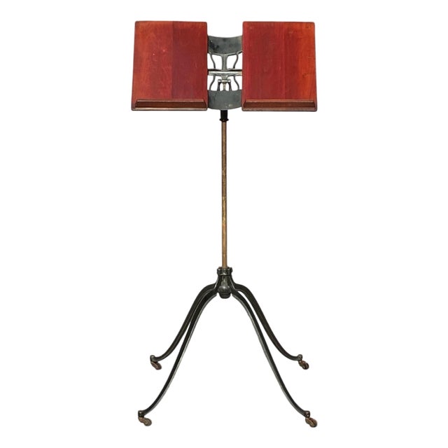 Antique Victorian Cast Iron & Cherry Dictionary Stand Rm Lambie New York For Sale