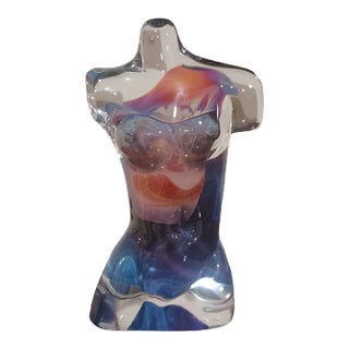 Vintage Art Glass Sculpture of Torso Signed Dino Rodin For Sale