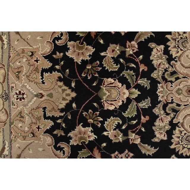 Tabriz Rug 10’2” X 14′ Black Wool/Silk Traditional Hand-Knotted Carpet For Sale - Image 10 of 15