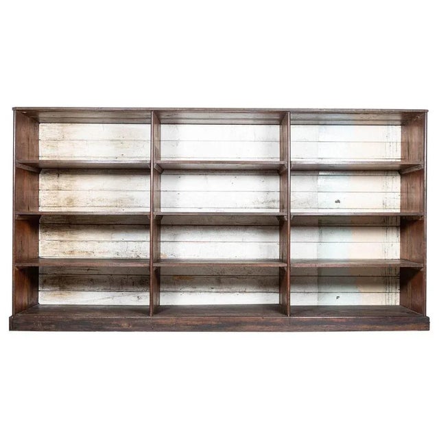 19th Century English Ironmonger's Pine Shelving Cabinet For Sale - Image 10 of 10