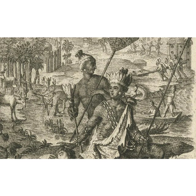 Johann Georg Hertel, Allegorical Engraving of America, Mid-18th Century, Print For Sale - Image 4 of 6