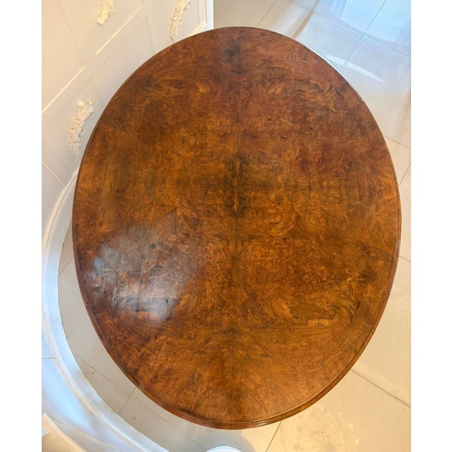Mid 19th Century Antique Victorian Burr Walnut Carved Centre Table, 1860 For Sale - Image 5 of 15