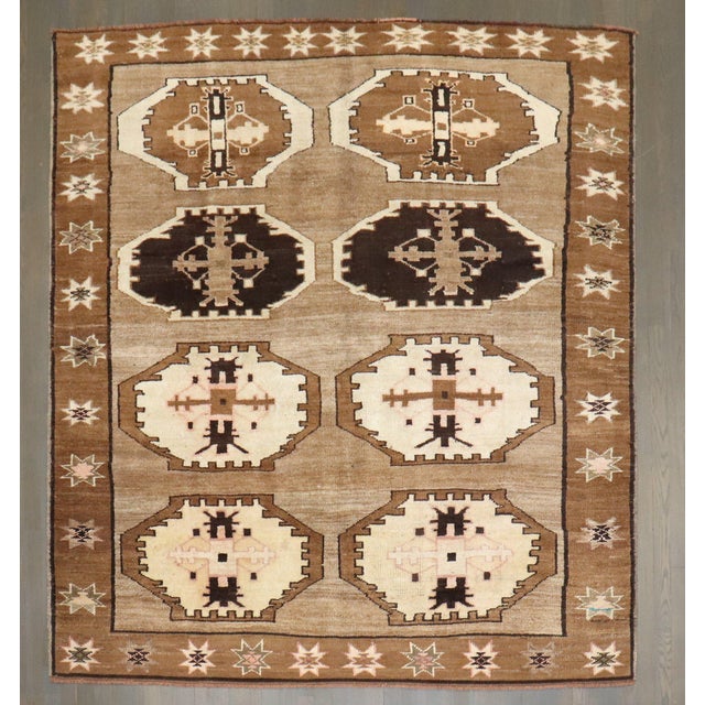 a mid-20th-century Turkish Kars Square Rug Details rug no. j4332 size 6' 7" x 7' (201 x 213 cm)