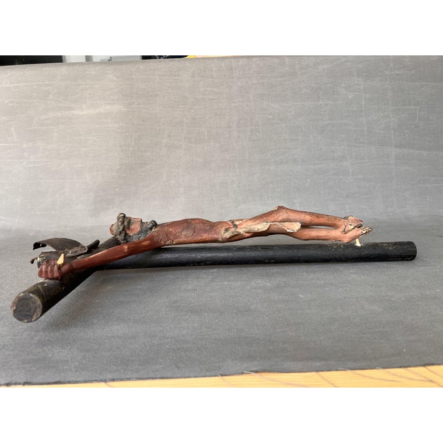 Christ on the cross. made in cane of corn. origin Mexico 18th century. various damages, arms repainted. measures of the...