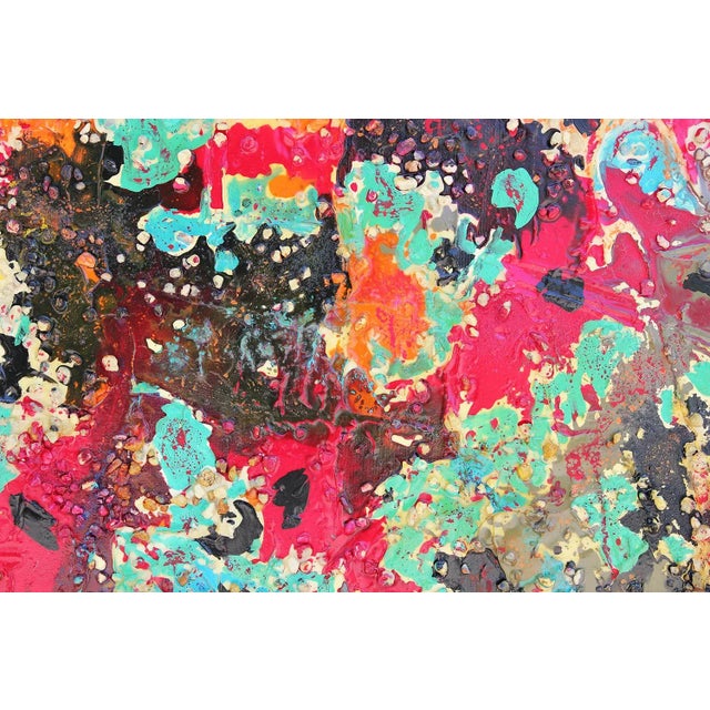2015 "Ramshackle" Green, Red, Turquoise, and Orange Abstract With Pebbles by Paul Reeves For Sale - Image 10 of 12