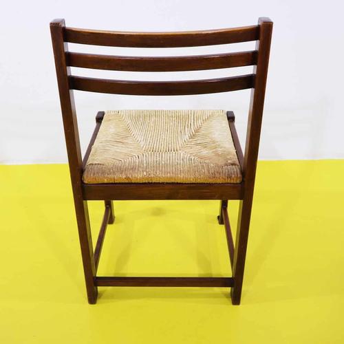 Beige Vintage Brown Wooden Chair with Woven Straw Seat For Sale - Image 8 of 9