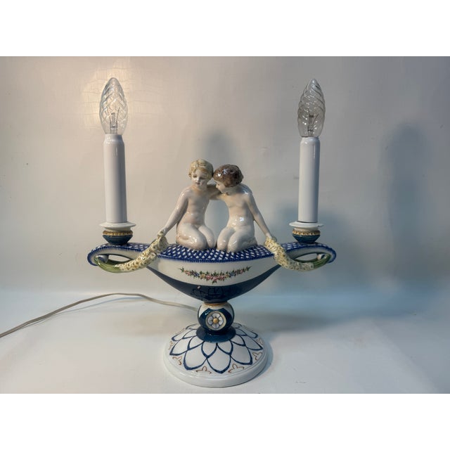 Art Nouveau Porcelain Lamp Thomasch from Goldscheider Vienna, 1910 For Sale - Image 15 of 15