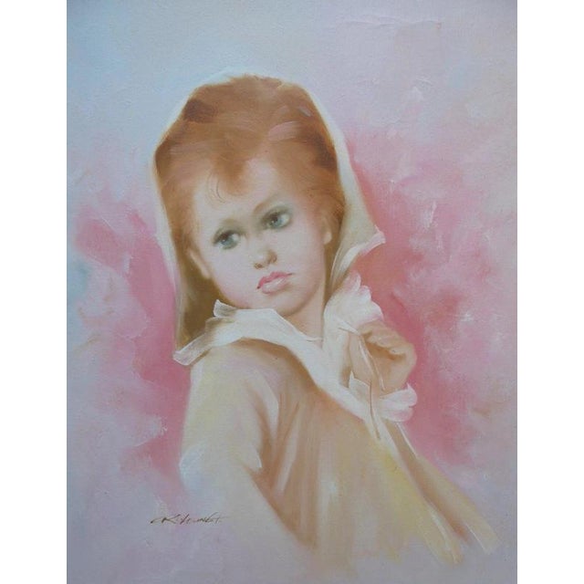 Portrait Painting of a Child, 1970s, Oil on Canvas For Sale - Image 4 of 14