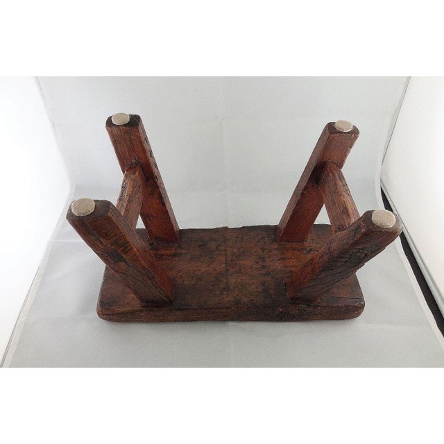 Primitive Wood Stool For Sale - Image 4 of 7