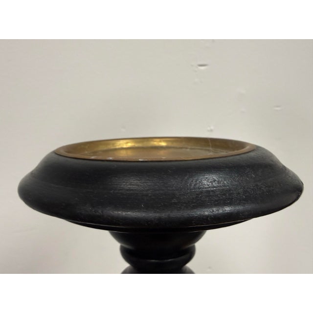 Wood Global Views Ebony Wood Candle Holders, Set of Two For Sale - Image 7 of 12