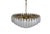 A tiered Murano-style chandelier with faceted opaline glass prisms on a polished brass frame. The geometric design emits a...