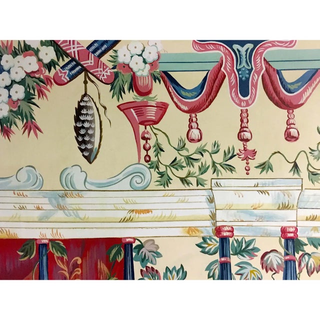 French Vintage Hand Painted French Tapestry Painting on Canvas "Indian Elephant" For Sale - Image 3 of 5