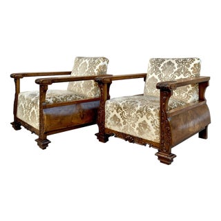 Early 20th Century Modernist Oak Armchairs, 1920s, Set of 2 For Sale