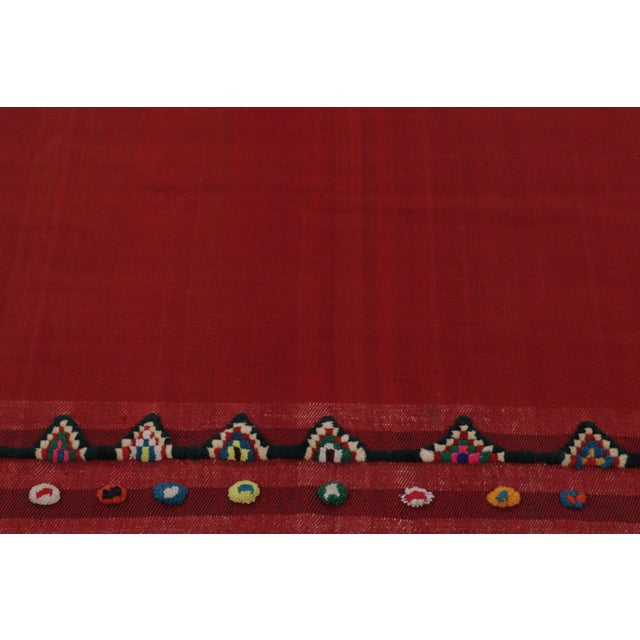 1950s Vintage Persian Kilim, Rich Red Open Field With Playful Borders - Rug & Kilim For Sale - Image 5 of 8