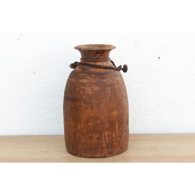 19th Century 17" Tall Wabi-Sabi Wooden Pot For Sale - Image 5 of 7